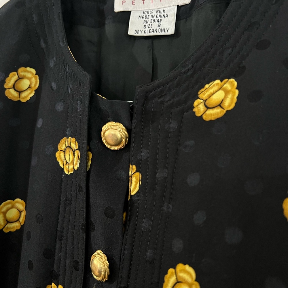 Maggy London Vintage Silk Skirt Suit Set 90s Floral Old Money Mob Wife Petites - Picture 12 of 14